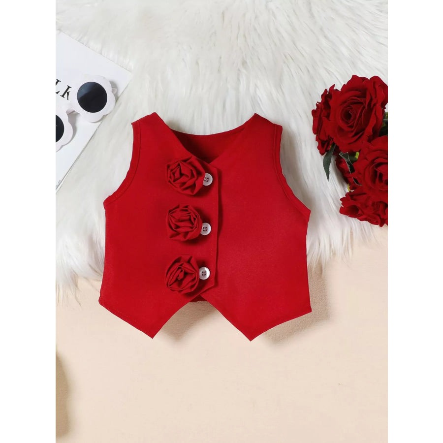 Children’s Floral Decor Vest & Pleated Skirt Set Apparel and Accessories