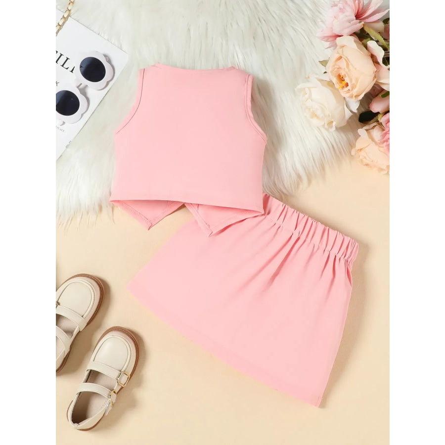 Children’s Floral Decor Vest & Pleated Skirt Set Apparel and Accessories