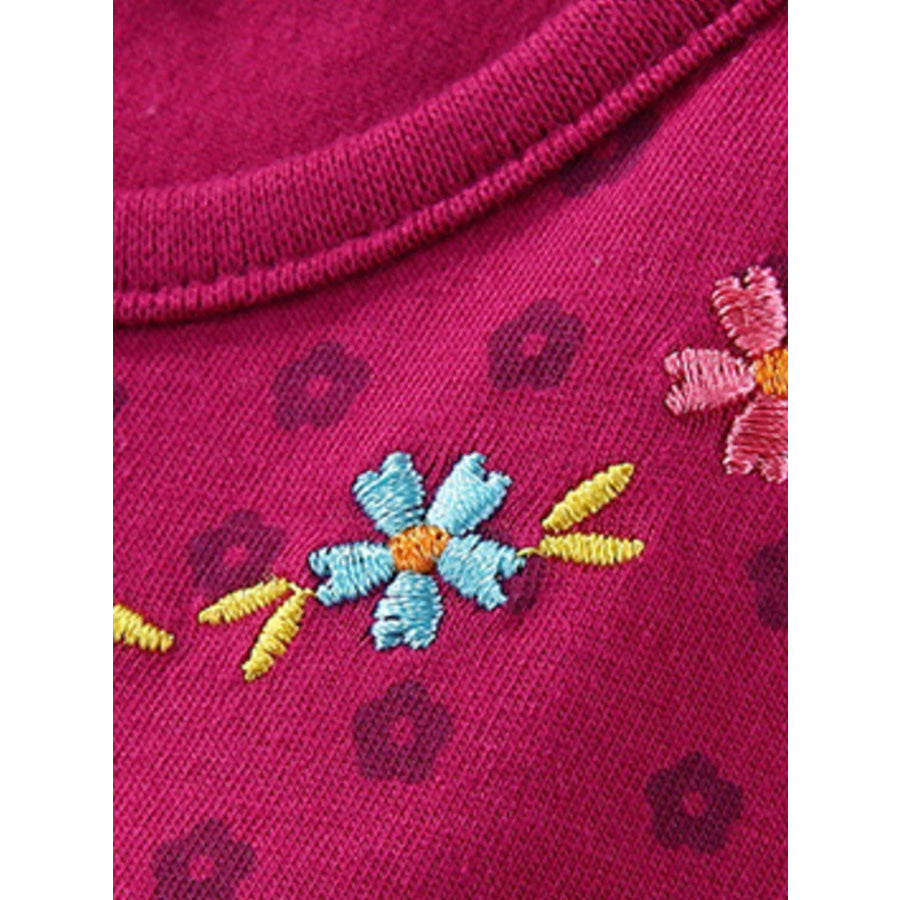Children’s Floral Embroidered Bird Applique Dress Apparel and Accessories