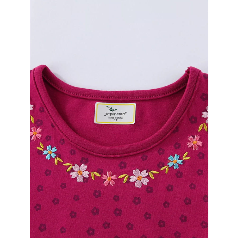 Children’s Floral Embroidered Bird Applique Dress Apparel and Accessories