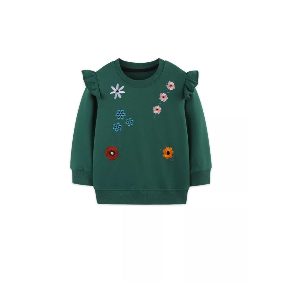 Children’s Floral Embroidered Crew Neck Sweatshirt Apparel and Accessories