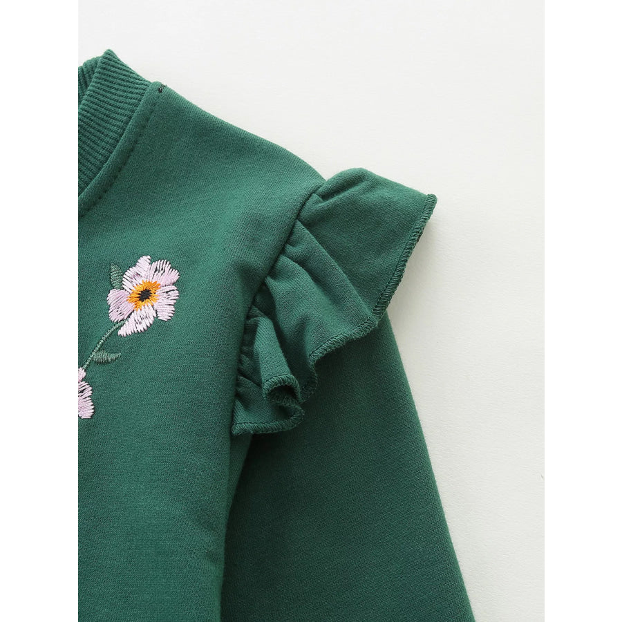 Children’s Floral Embroidered Crew Neck Sweatshirt Apparel and Accessories