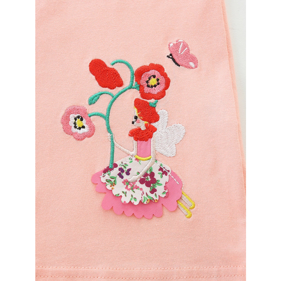 Children’s Floral Embroidered Ruffle Sleeve Casual Dress Apparel and Accessories