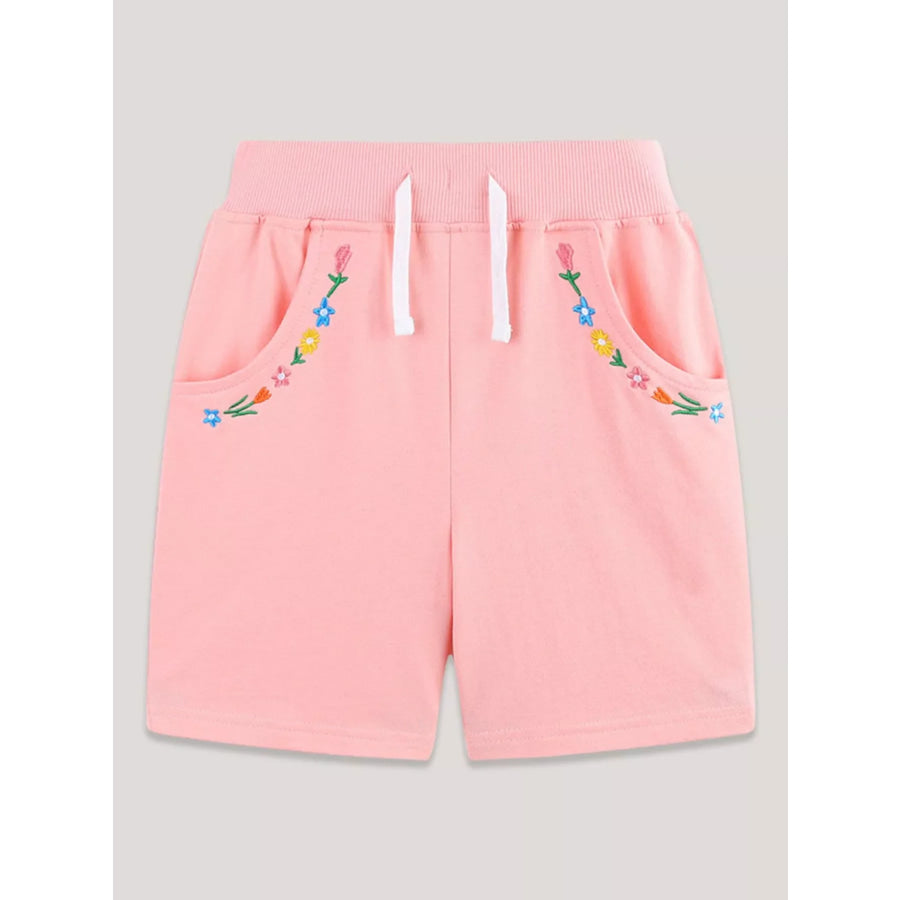 Children’s Floral Embroidered Shorts Blush Pink / 2Y Apparel and Accessories