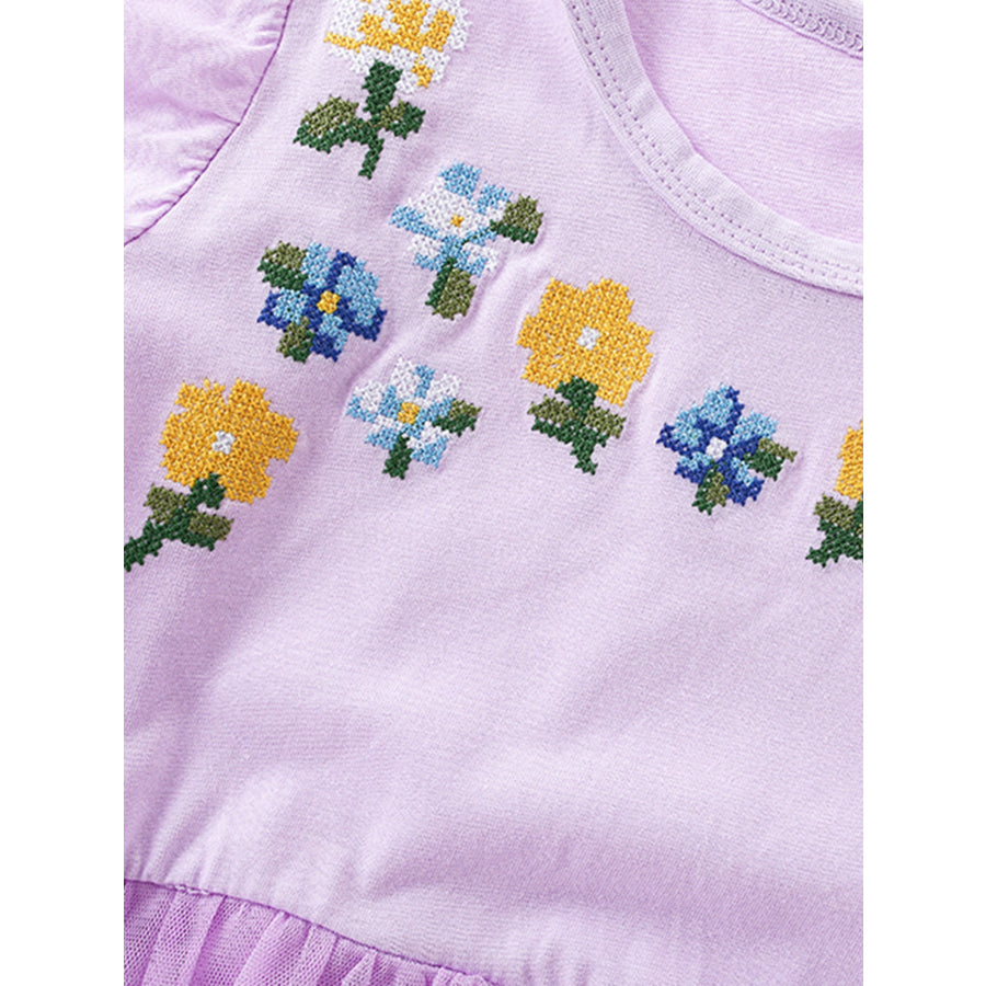 Children’s Floral Embroidered Tulle Dress Apparel and Accessories