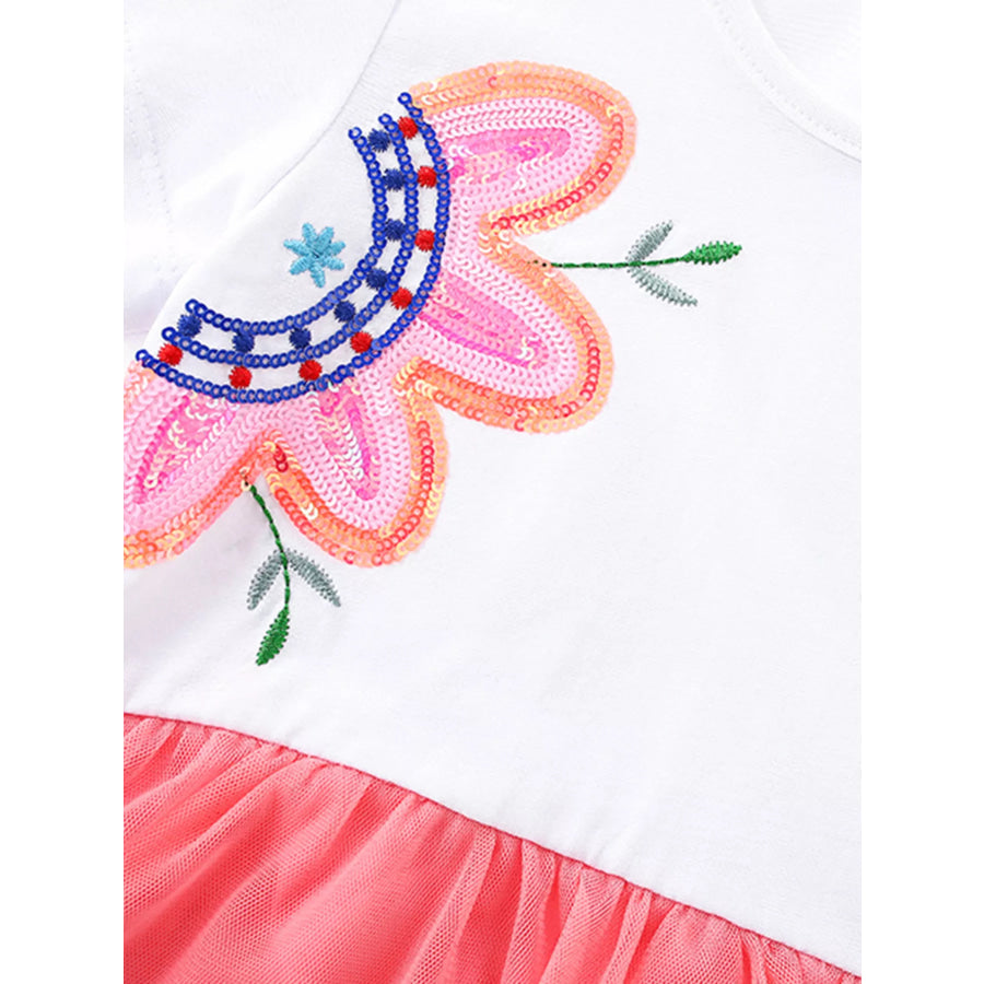 Children’s Floral Embroidered Tulle Dress Apparel and Accessories