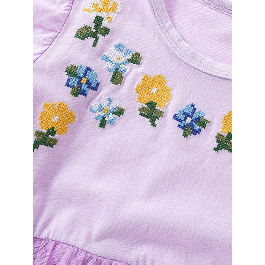 Children’s Floral Embroidered Tulle Dress Apparel and Accessories
