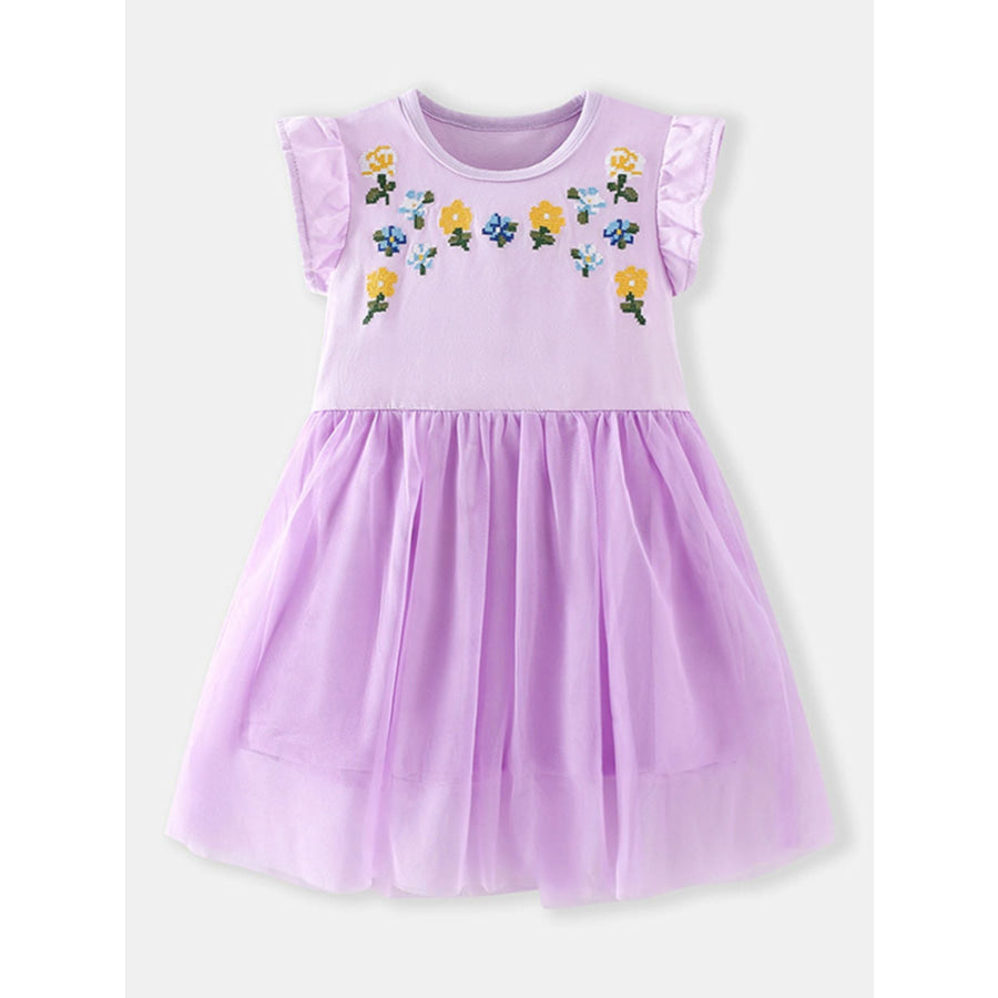 Children’s Floral Embroidered Tulle Dress Apparel and Accessories