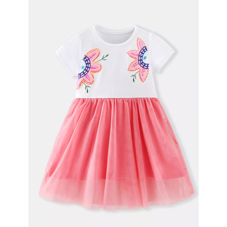 Children’s Floral Embroidered Tulle Dress White / 2Y Apparel and Accessories