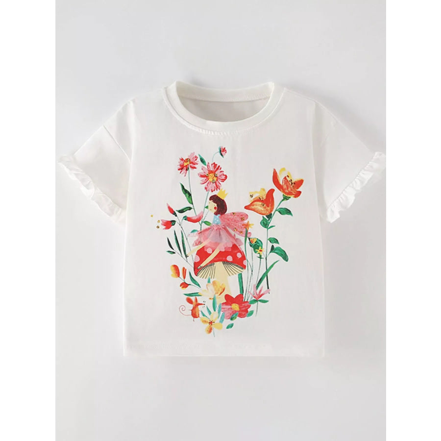 Children’s Floral Fairy Short Sleeve T-Shirt White / 3T Apparel and Accessories