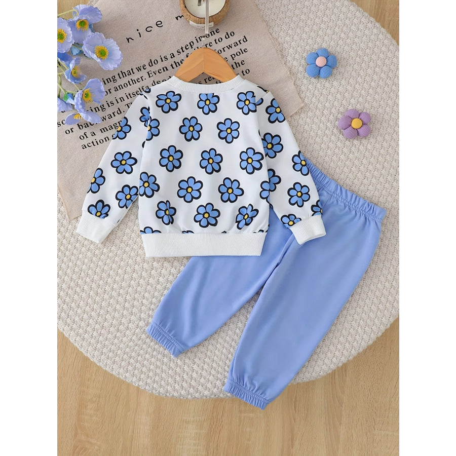 Children’s Floral Long Sleeve Sweatshirt and Joggers Set Apparel Accessories
