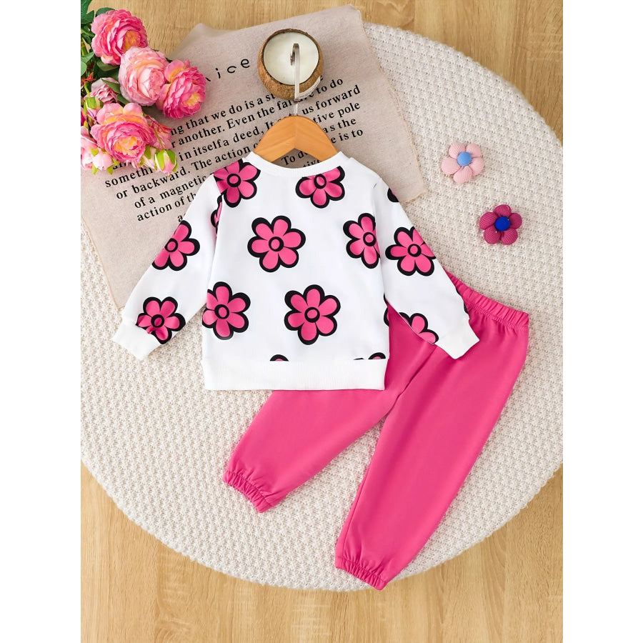 Children’s Floral Long Sleeve Sweatshirt and Joggers Set Apparel Accessories