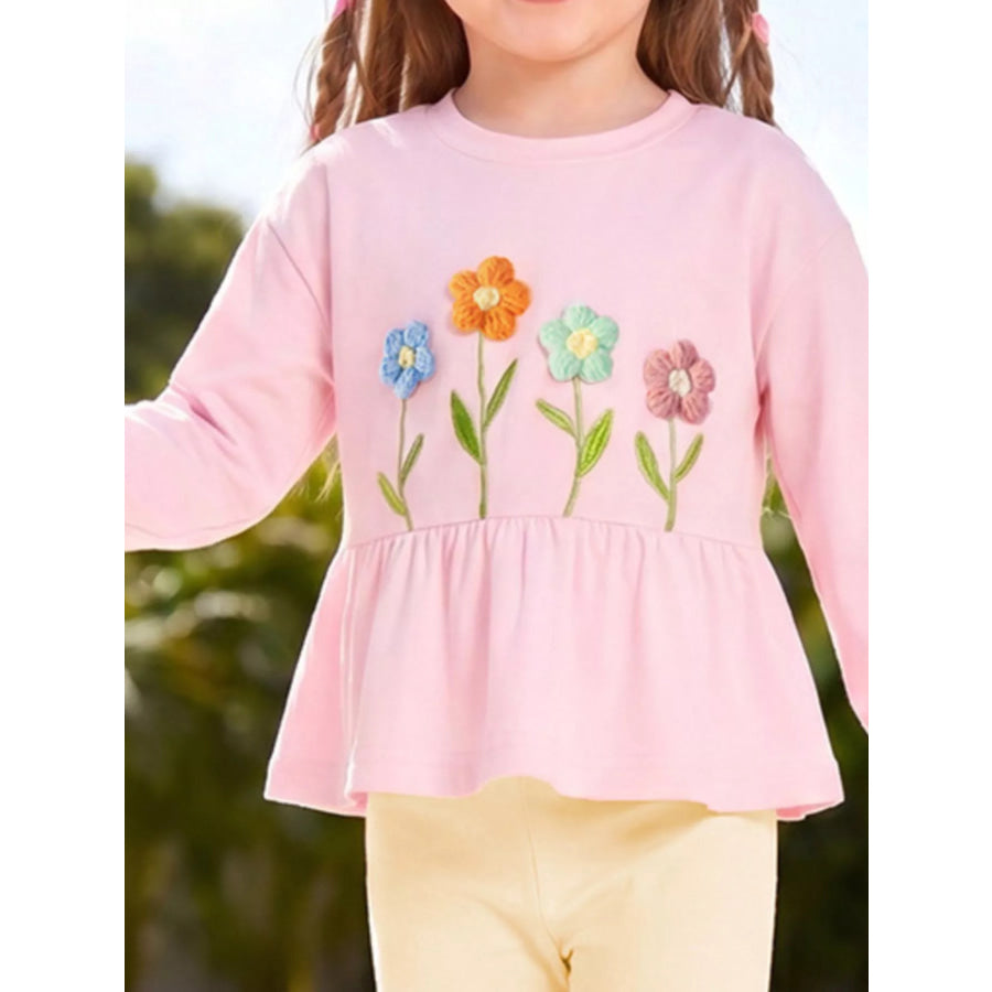 Children’s Floral Peplum Top and Leggings Set Apparel and Accessories