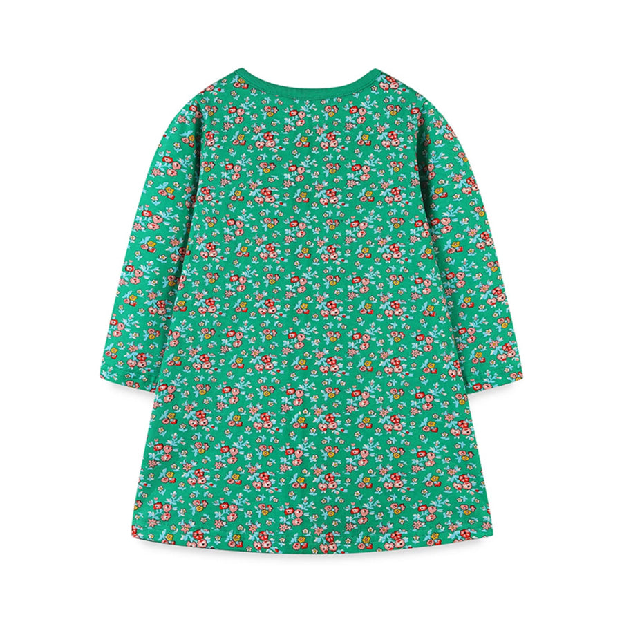Children’s Floral Print Bird Long Sleeve Dress Apparel and Accessories