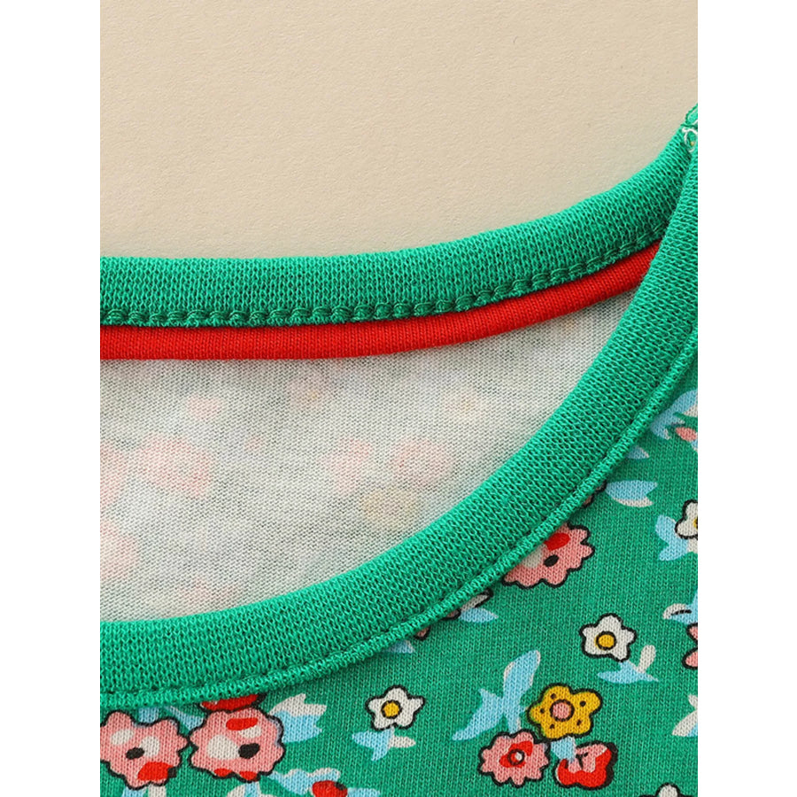Children’s Floral Print Bird Long Sleeve Dress Apparel and Accessories