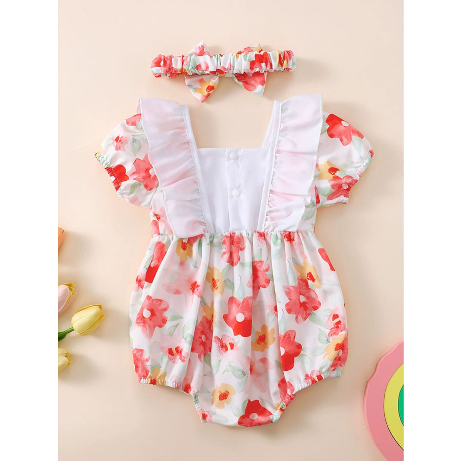 Children’s Floral Print Bodysuit & Headband Set Apparel and Accessories