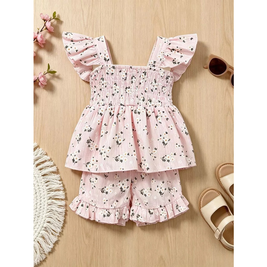 Children’s Floral Print Bow Top and Shorts Set Apparel and Accessories