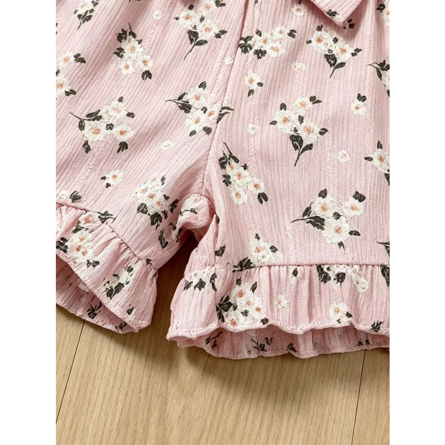 Children’s Floral Print Bow Top and Shorts Set Apparel and Accessories