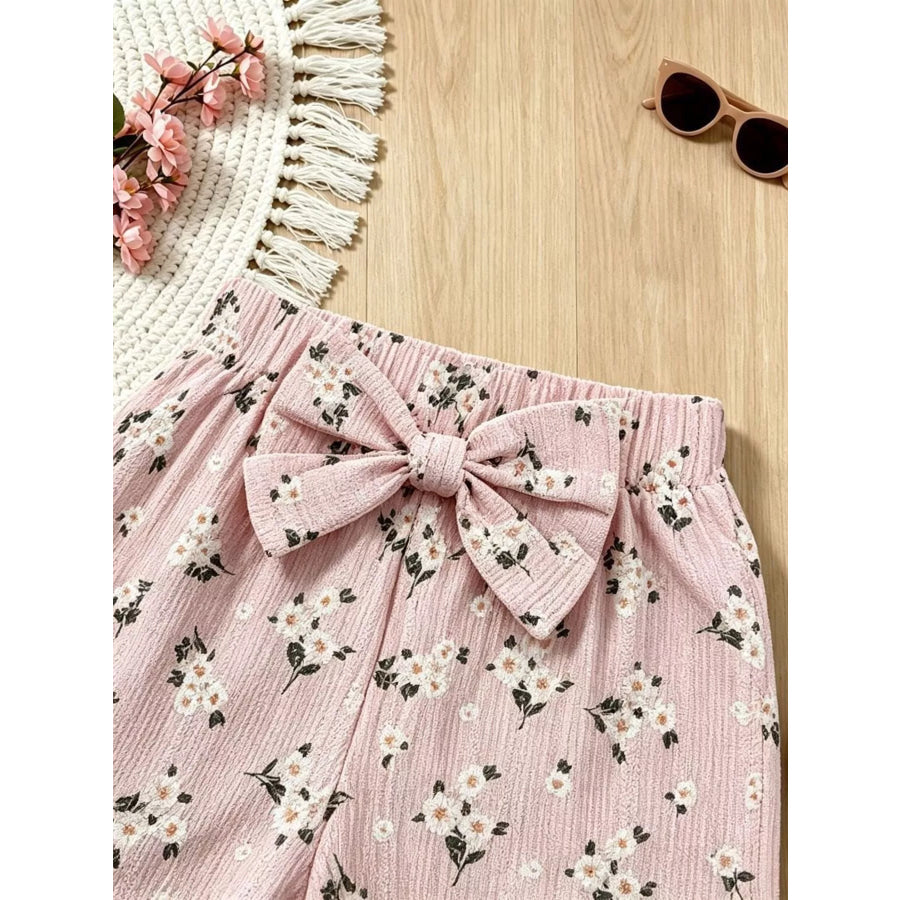 Children’s Floral Print Bow Top and Shorts Set Apparel and Accessories