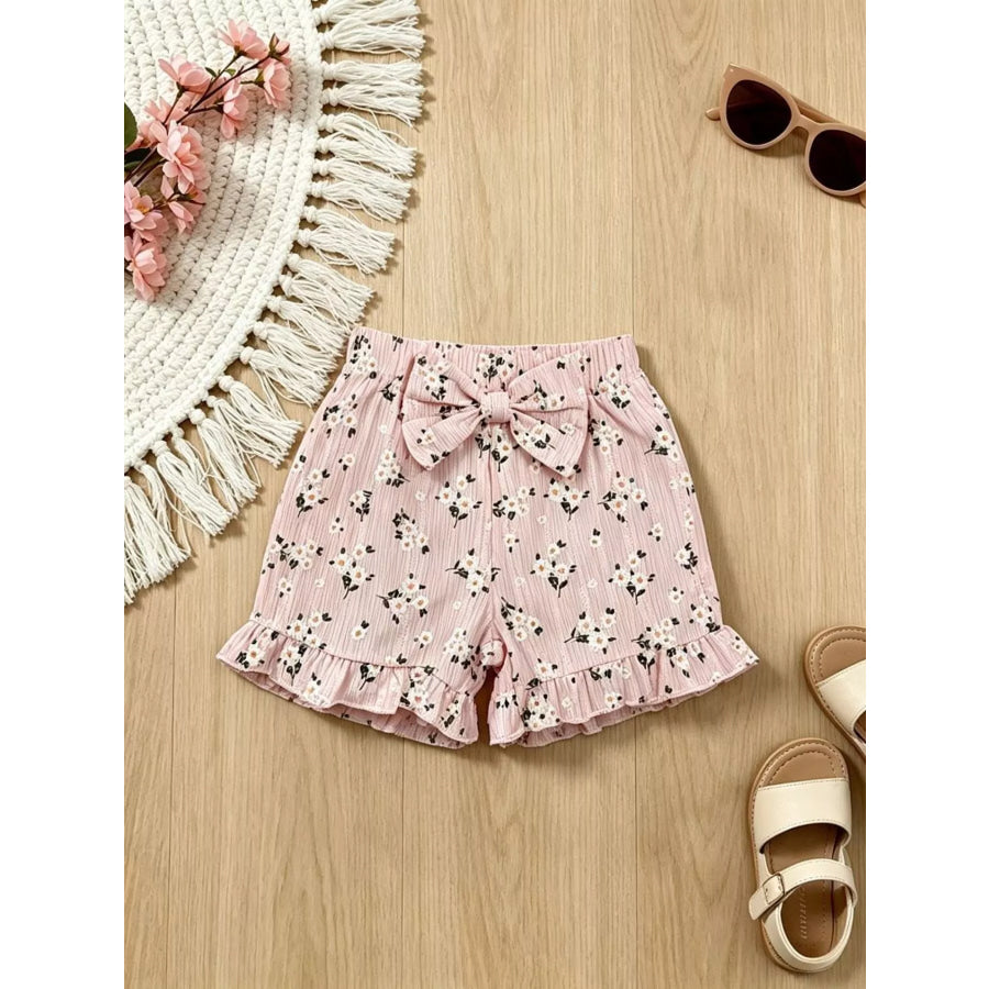 Children’s Floral Print Bow Top and Shorts Set Apparel and Accessories