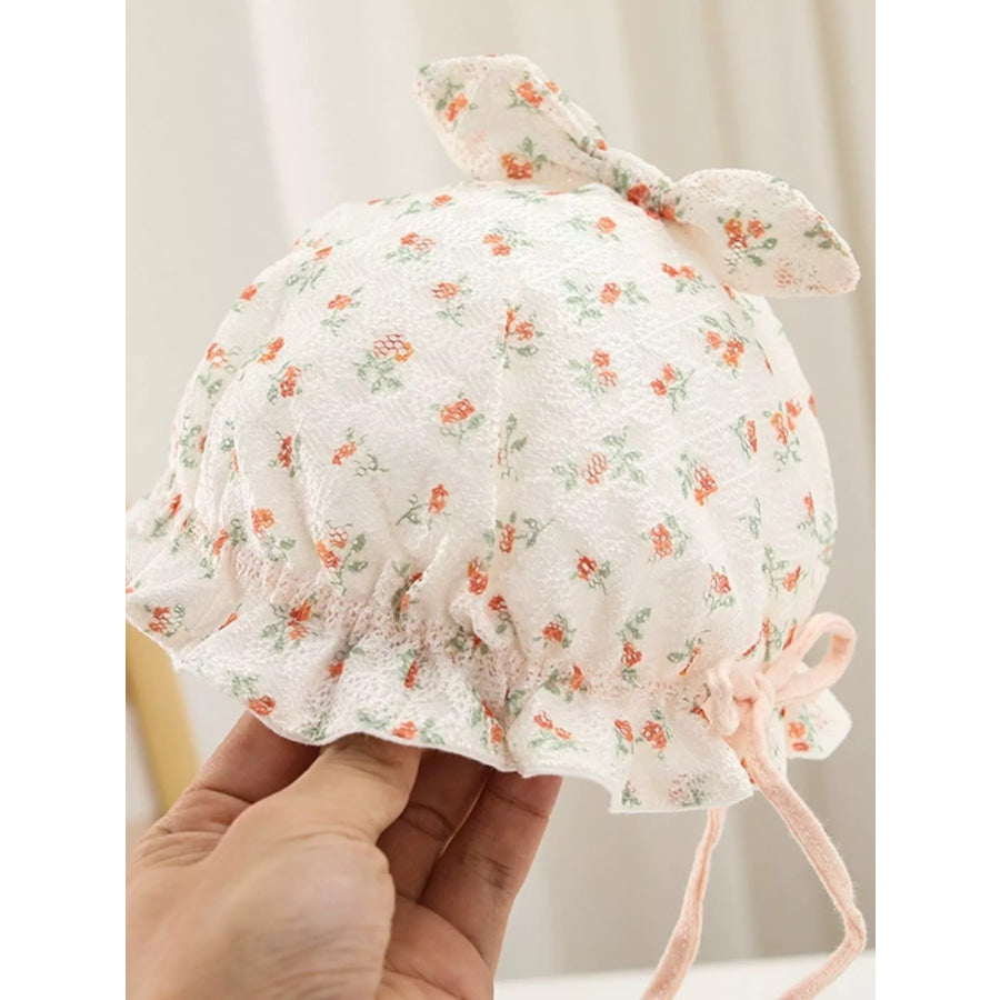Children’s Floral Print Bunny Ear Hat Blush Pink / One Size Apparel and Accessories
