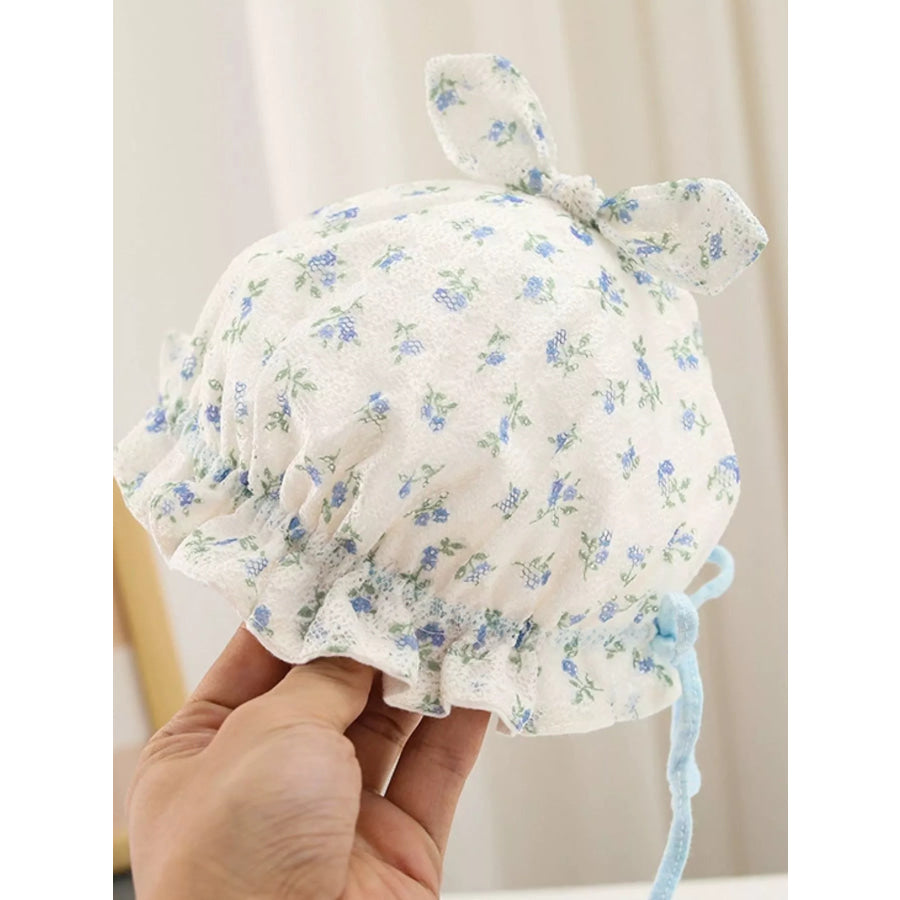Children’s Floral Print Bunny Ear Hat Pastel Blue / One Size Apparel and Accessories