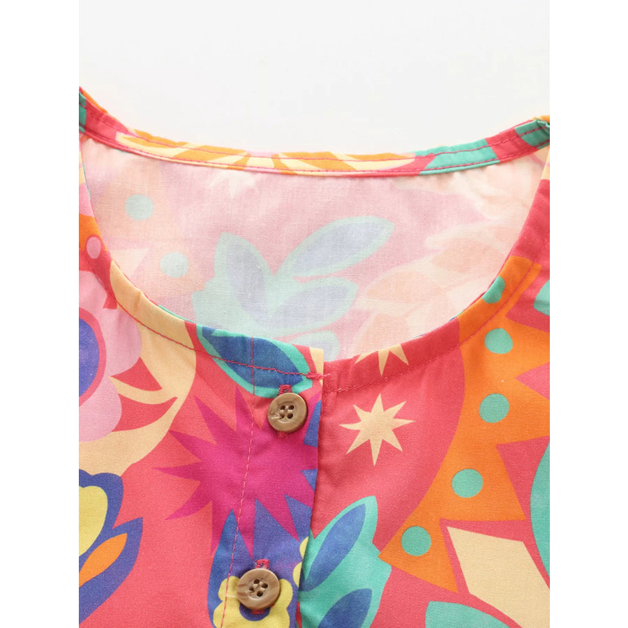 Children’s Floral Print Button Detail Casual Dress Apparel and Accessories