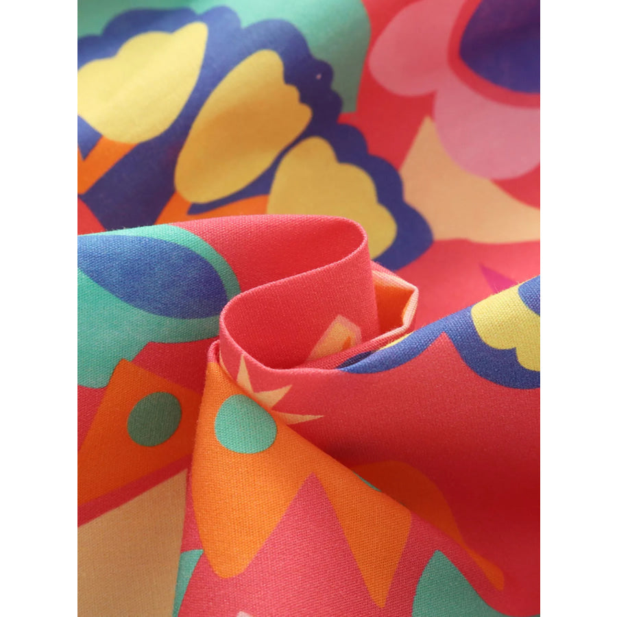 Children’s Floral Print Button Detail Casual Dress Apparel and Accessories