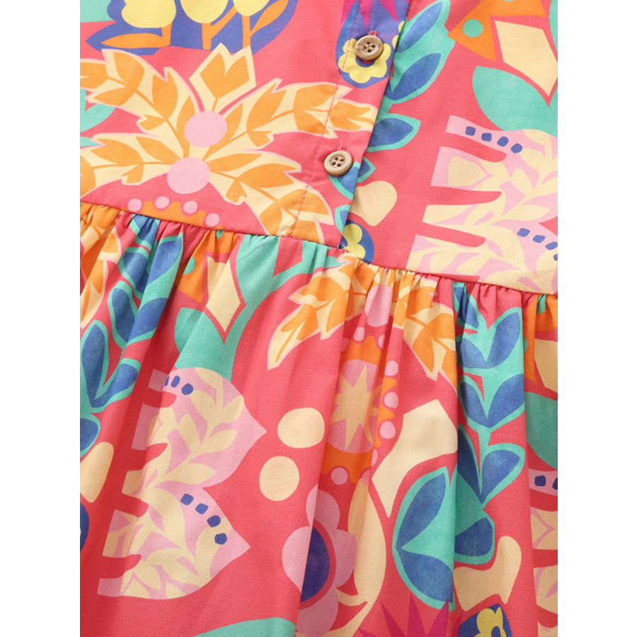 Children’s Floral Print Button Detail Casual Dress Apparel and Accessories