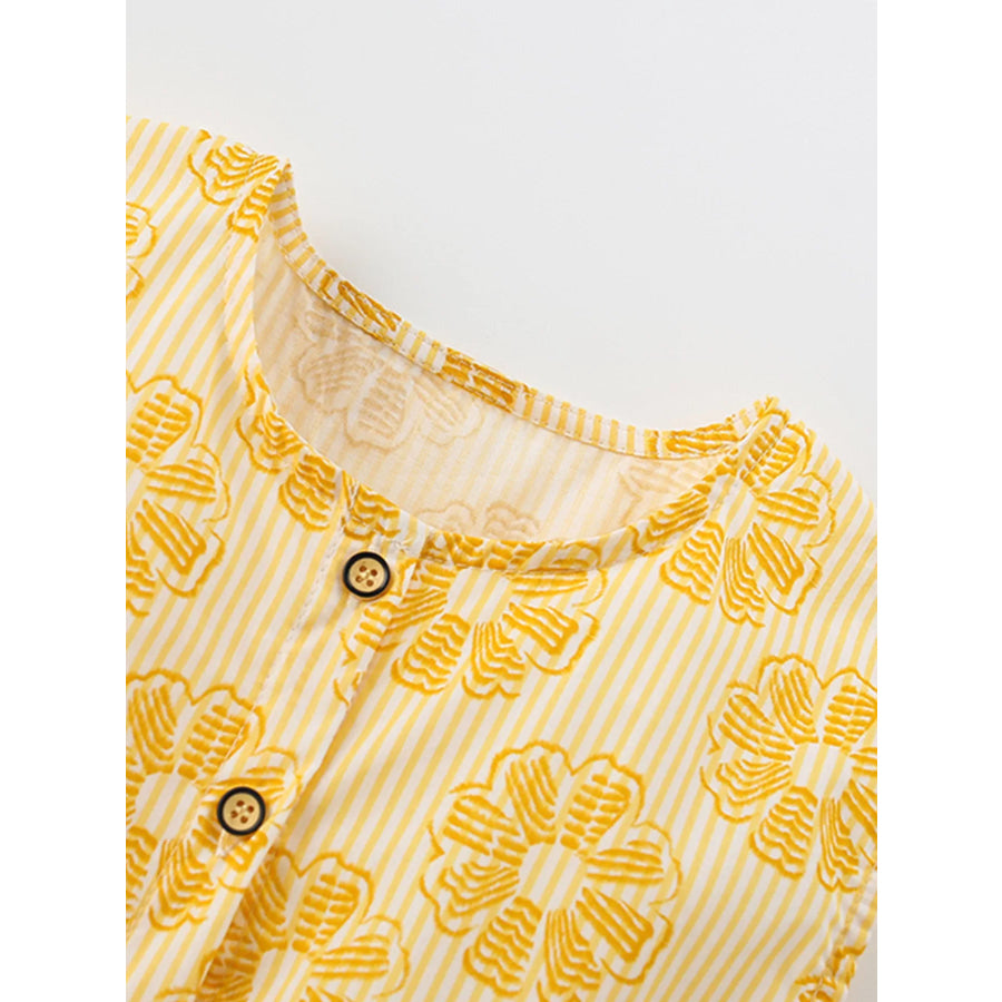 Children’s Floral Print Button-Front Casual Dress Apparel and Accessories