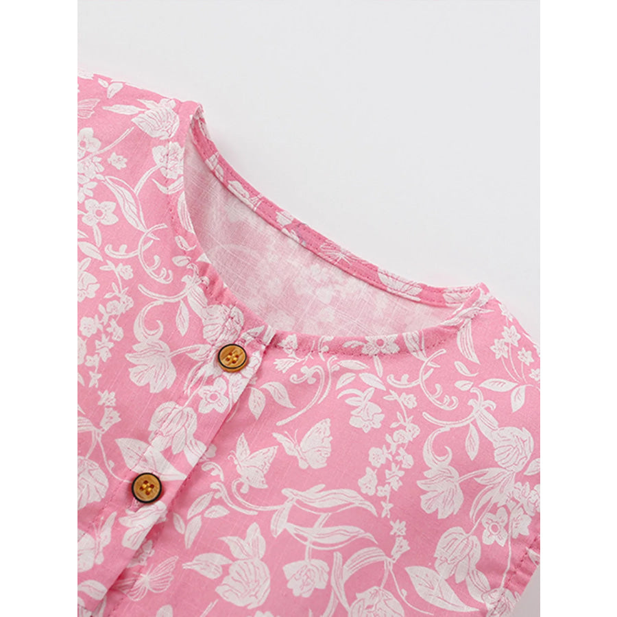 Children’s Floral Print Button-Front Casual Dress Apparel and Accessories