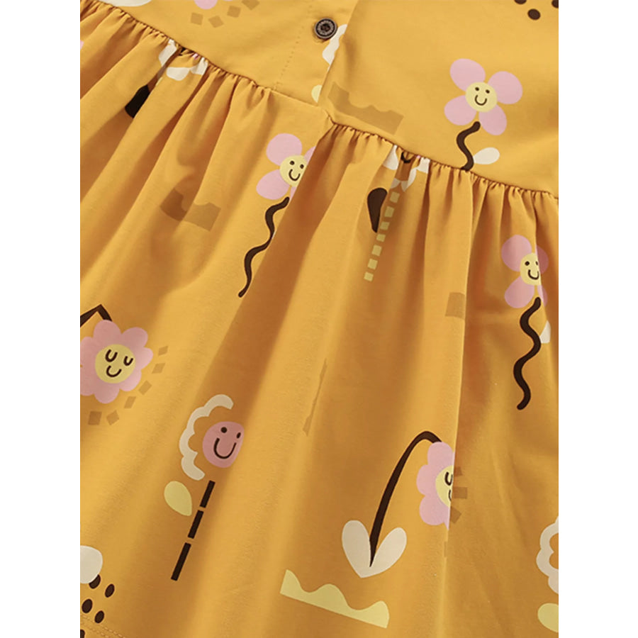 Children’s Floral Print Button-Front Casual Dress Apparel and Accessories