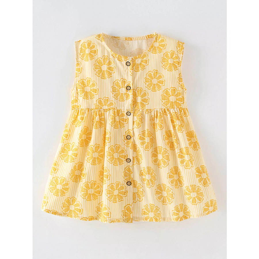 Children’s Floral Print Button-Front Casual Dress Apparel and Accessories