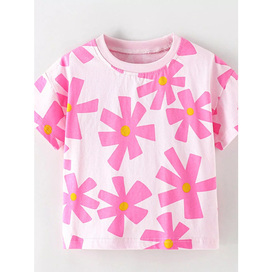 Children’s Floral Print Cotton T-Shirt Apparel and Accessories