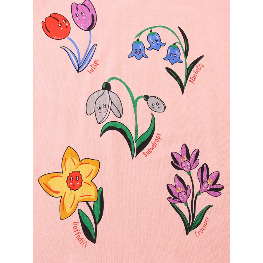 Children’s Floral Print Crew Neck T-Shirt Apparel and Accessories