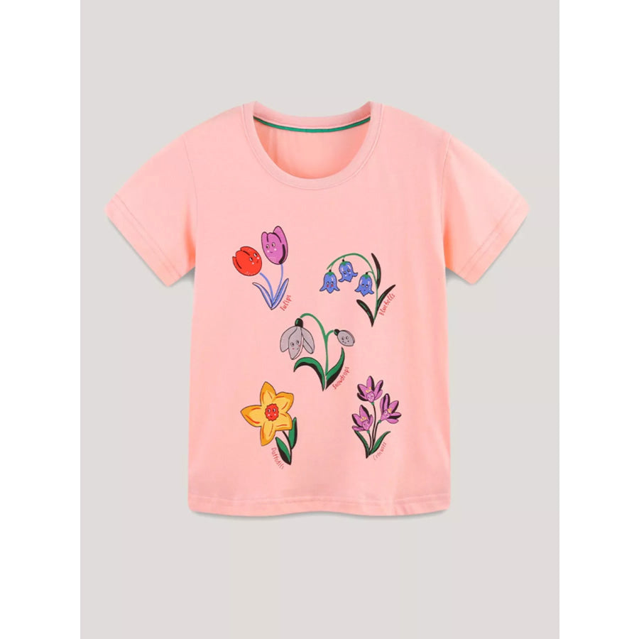 Children’s Floral Print Crew Neck T-Shirt Apparel and Accessories