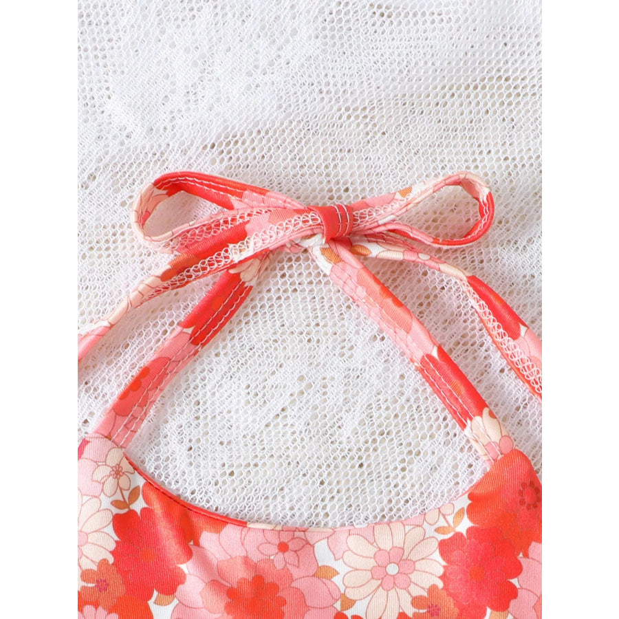 Children’s Floral Print Crop Top and Striped Pants Set Apparel and Accessories