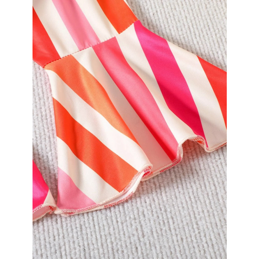Children’s Floral Print Crop Top and Striped Pants Set Apparel and Accessories