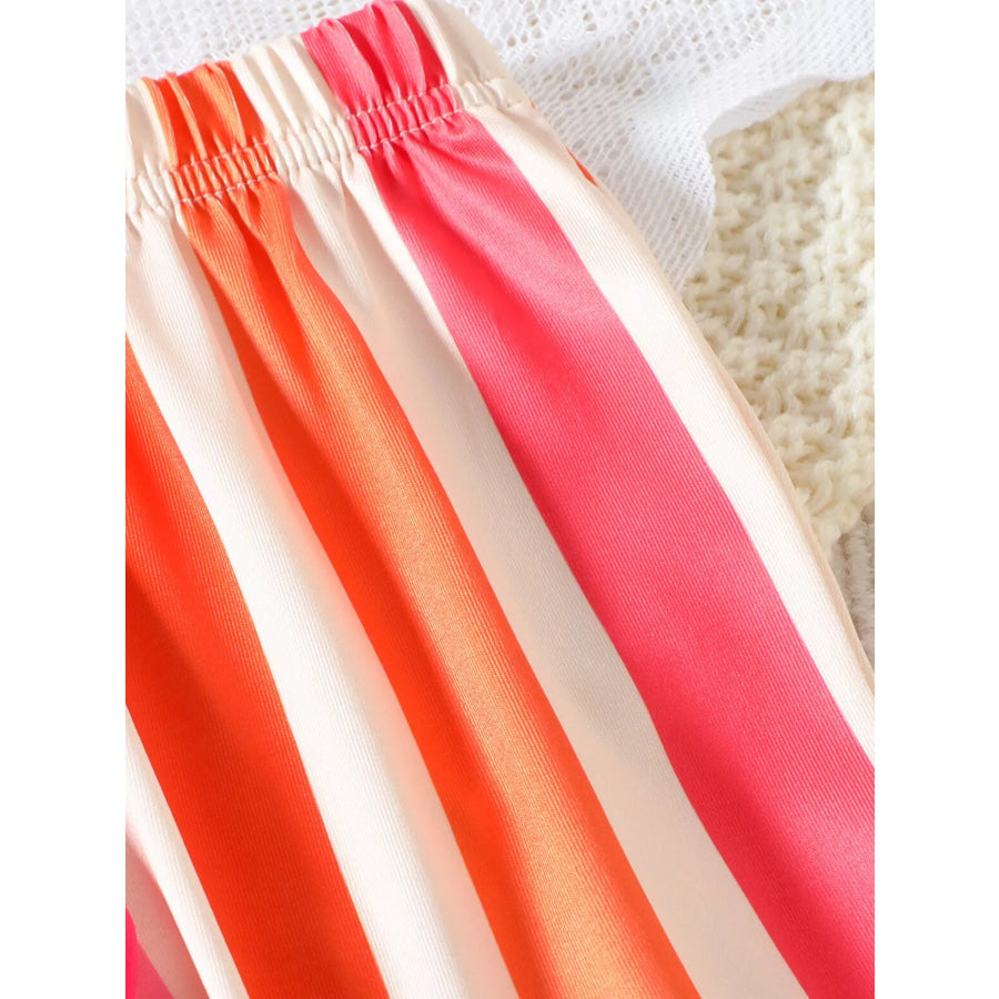 Children’s Floral Print Crop Top and Striped Pants Set Apparel and Accessories