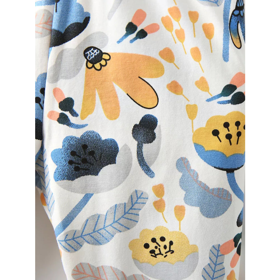 Children’s Floral Print Elastic Waist Pants
