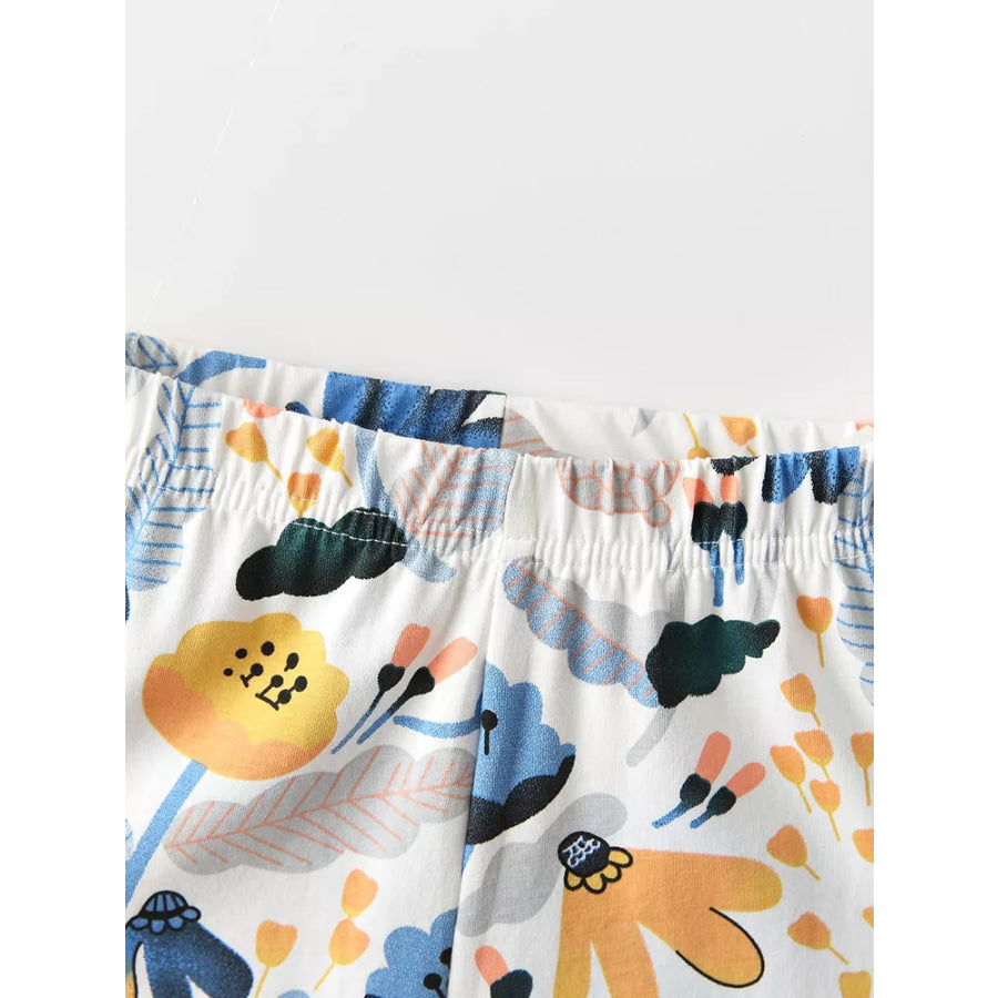 Children’s Floral Print Elastic Waist Pants Multicolor / 3T