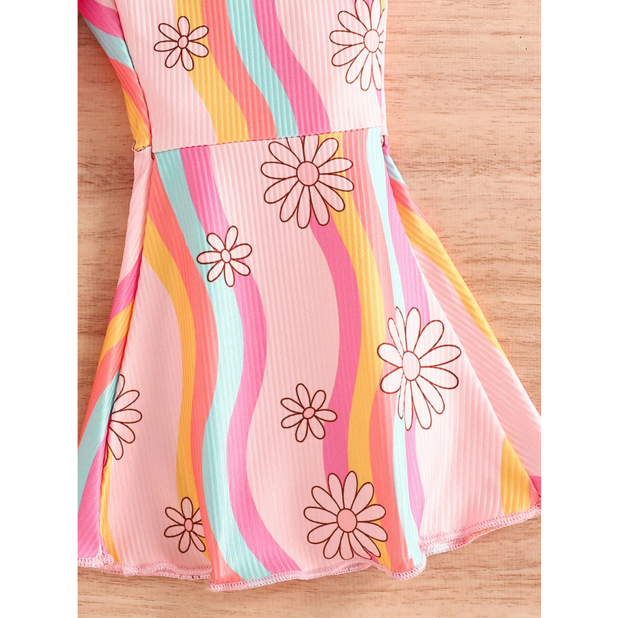 Children’s Floral Print Flare Leg Jumpsuit Apparel and Accessories