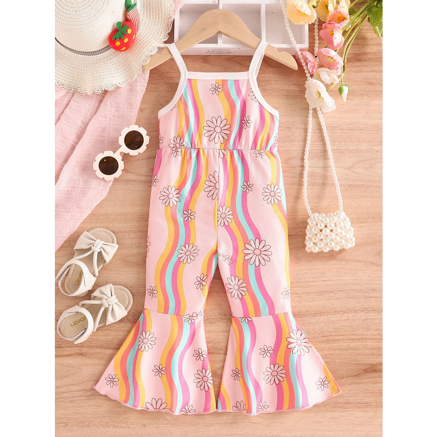 Children’s Floral Print Flare Leg Jumpsuit Pink / 6-12M Apparel and Accessories