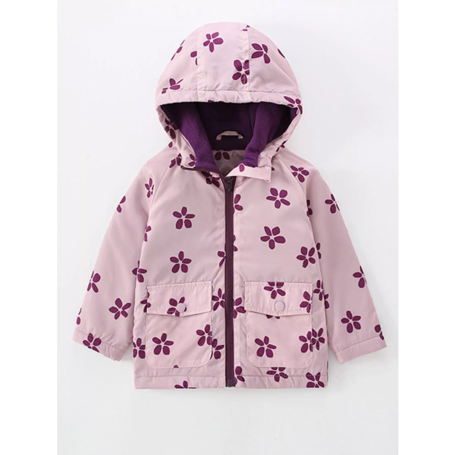 Children’s Floral Print Hooded Waterproof Jacket Apparel and Accessories