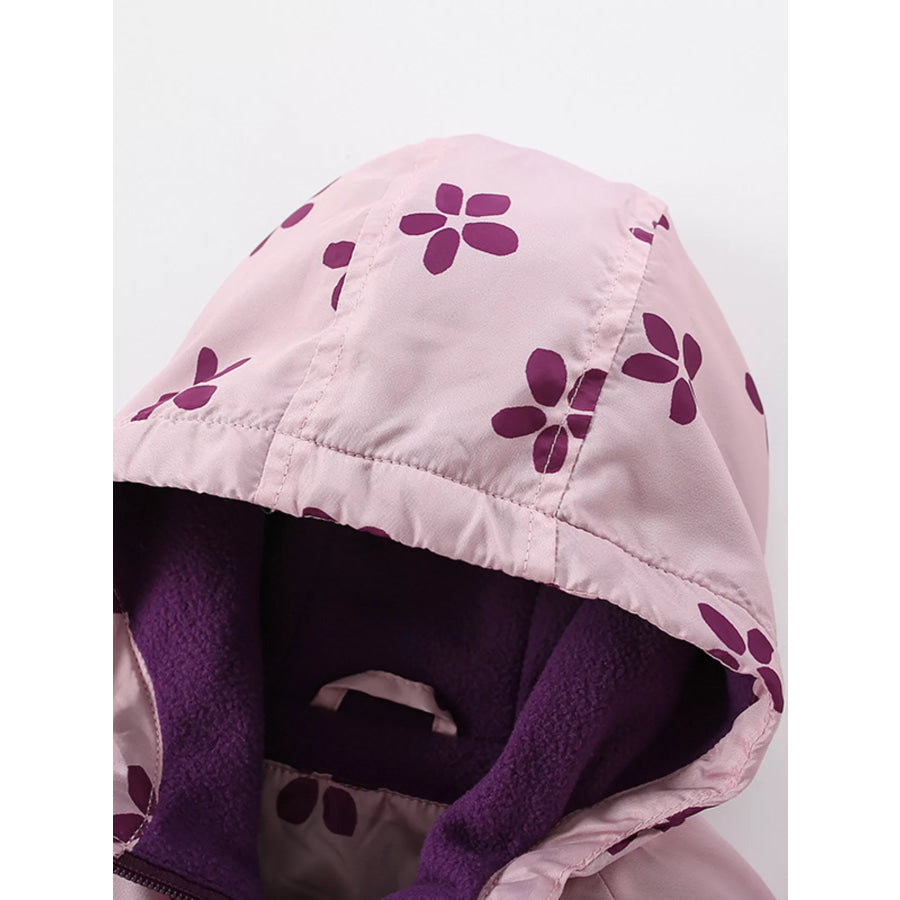 Children’s Floral Print Hooded Waterproof Jacket Apparel and Accessories