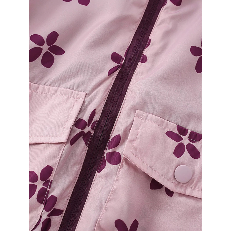 Children’s Floral Print Hooded Waterproof Jacket Apparel and Accessories