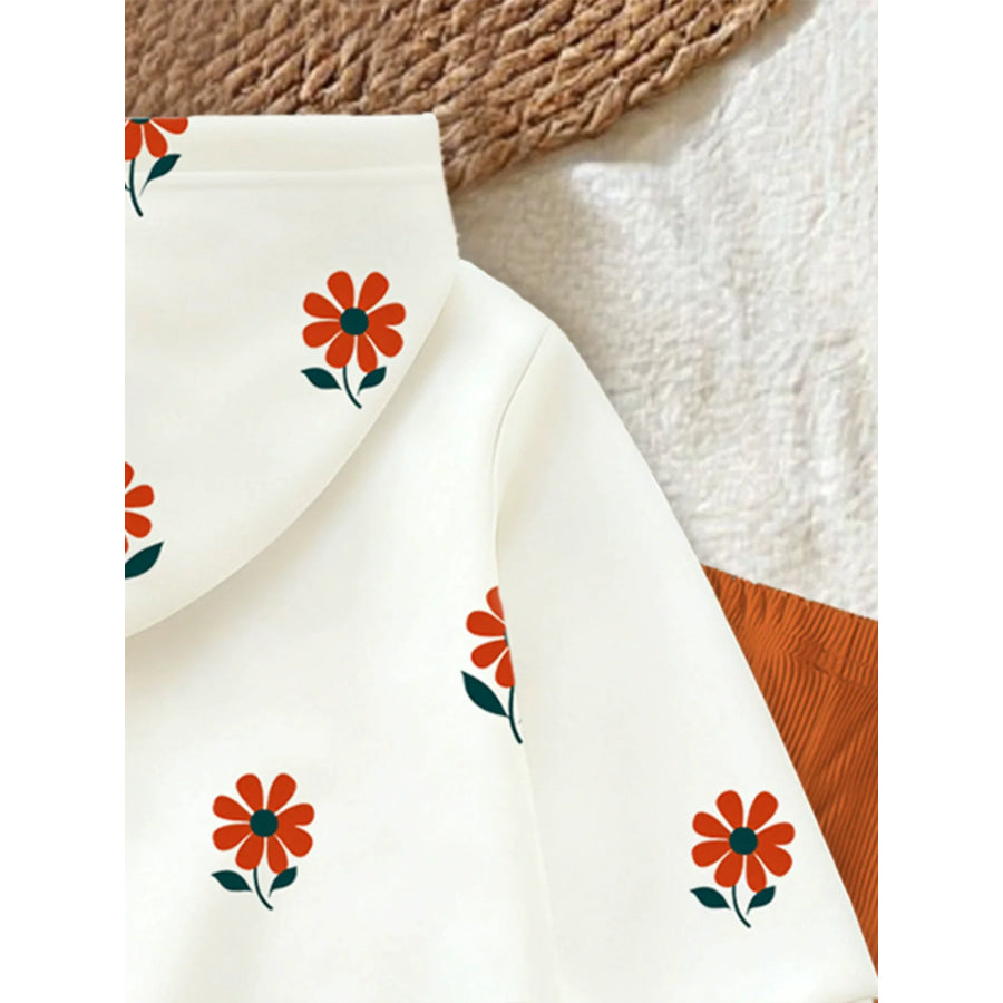 Children’s Floral Print Hoodie & Pants Set White / 6-9M Apparel and Accessories