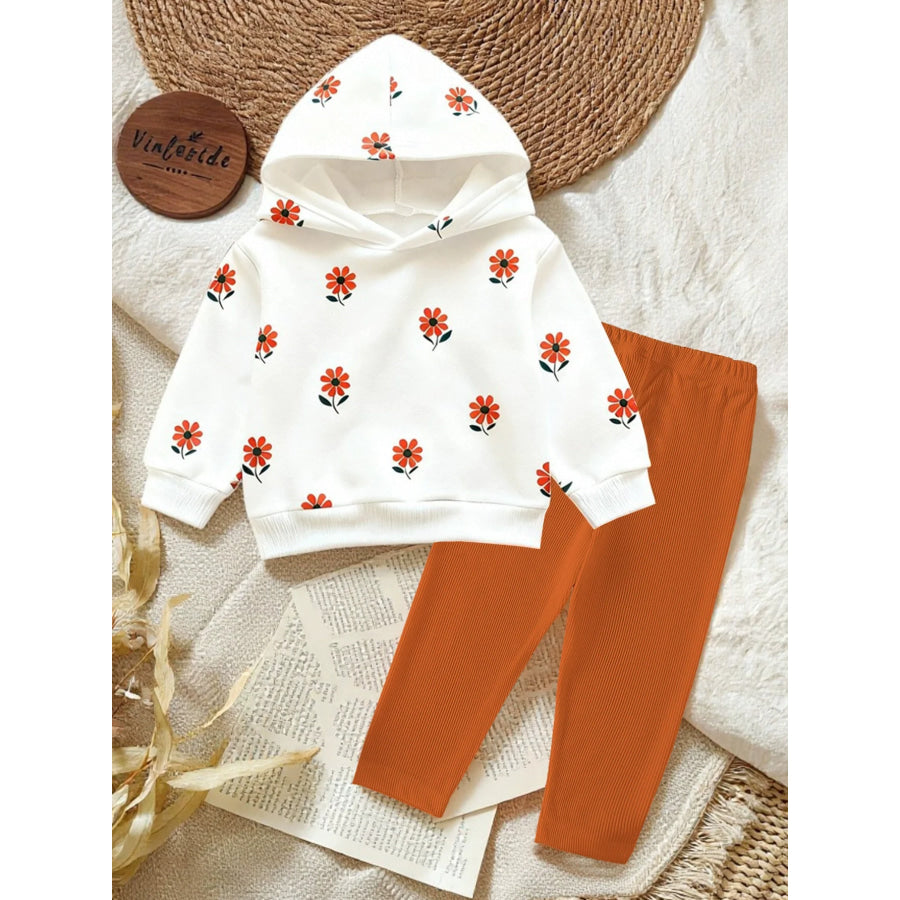 Children’s Floral Print Hoodie & Pants Set White / 6-9M Apparel and Accessories
