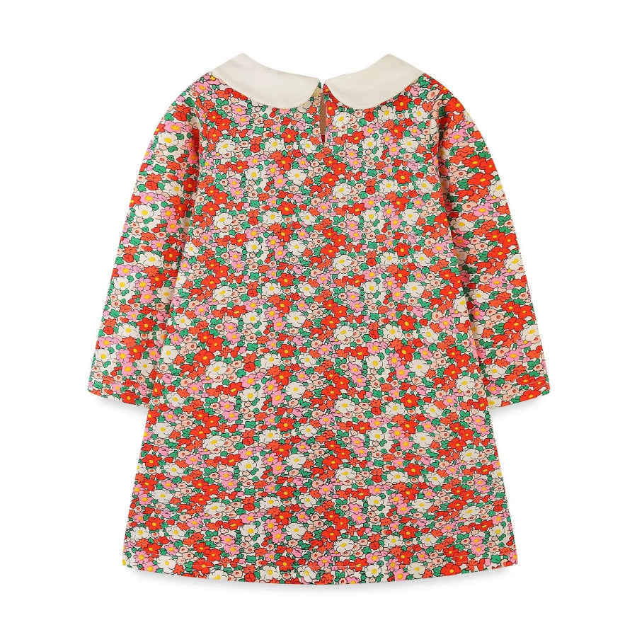 Children’s Floral Print Long Sleeve Peter Pan Collar Dress Apparel and Accessories
