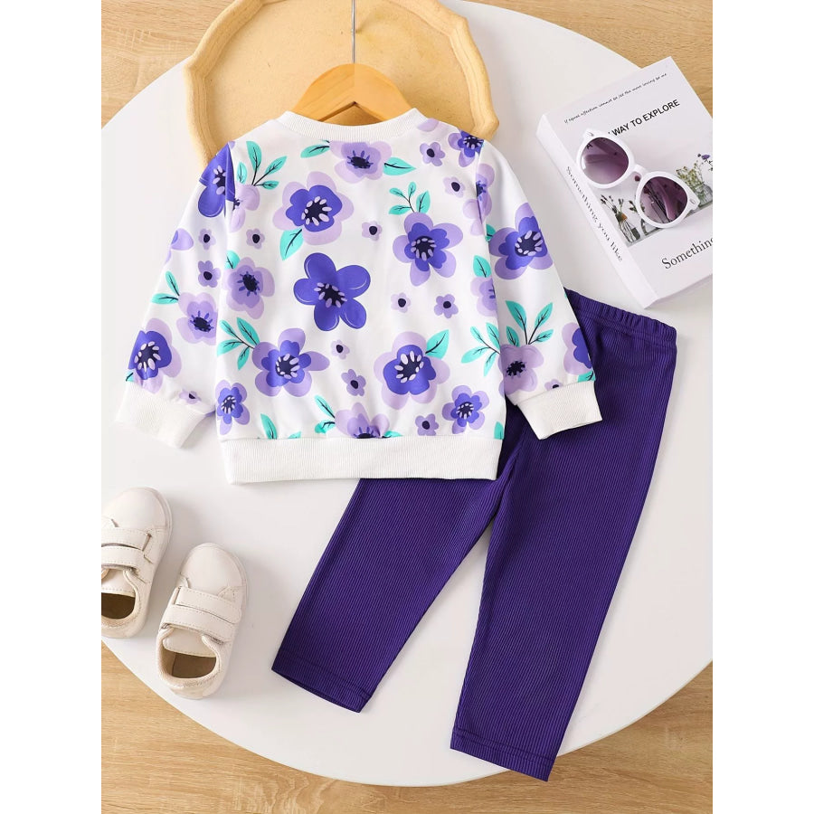 Children’s Floral Print Long Sleeve Top & Pants Set Apparel and Accessories